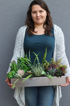 OD RĘKI Suculenti Steel Modern 3, sukulenty w stalowej donicy, wym.47x50cm 