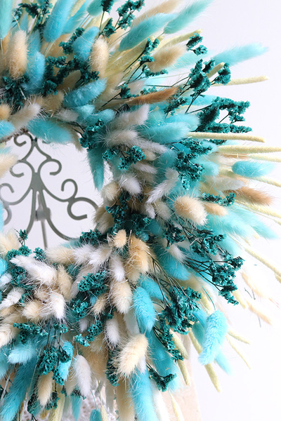 Turkusowa Wielkanoc, dekoracyjny wianek z suszem