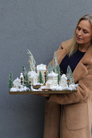 Zimowa Wioska, świąteczny stroik na stół LED