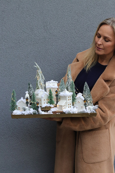 Zimowa Wioska, świąteczny stroik na stół LED