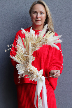 Subtelle Boho, wianek na drzwi na obręczy z suszem, rozp.37cm