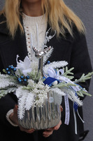 Zimowe Sreberko, wysokiej jakości stroik świąteczny, wym.39x37cm