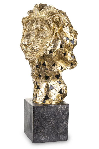 Lew, złota figurka dekoracyjna popiersie