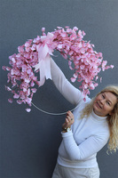 Pink Flowers Subtelle, dekoracyjny wianek na obręczy	