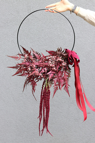 Subtelle Bordo, wianek jesienny na obręczy, śr.50cm