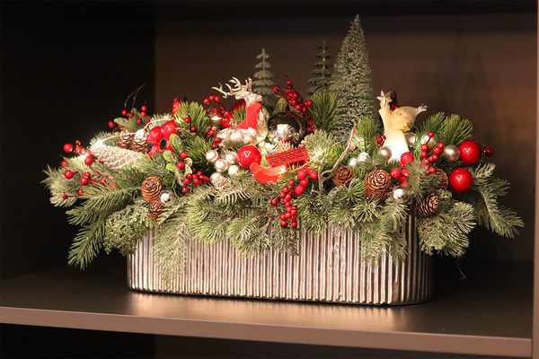 Moko Xmas Forest, świąteczny stroik LED z zimowym lasem