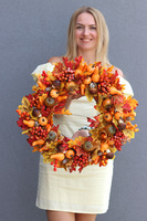 Orangede, jesienny wianek na drzwi, śr.50cm