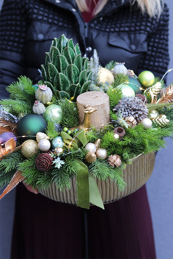 Karczoch Deluxe, świąteczny stroik na stół	