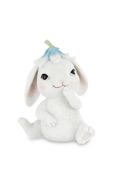 Sweetie Bunny, wielkanocna figurka zajączek, niebieski kwiatek