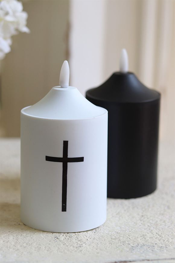 Quite White świeca nagrobna LED biała i czarna