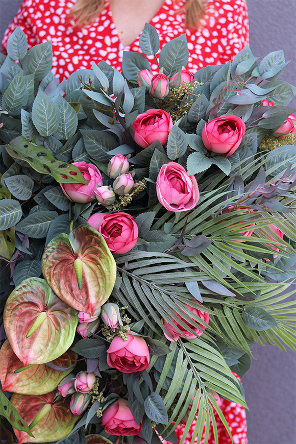 Anturium Heart, wiązanka nagrobna w kształcie serca