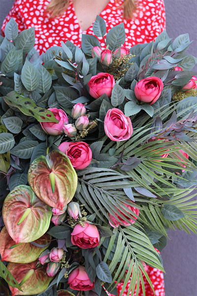 Anturium Heart, wiązanka nagrobna w kształcie serca