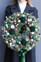 Dark Green, elegancki bożonarodzeniowy wianek, śr.37cm