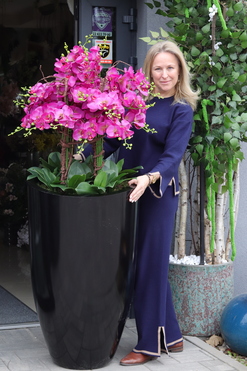 Black Grande Fuscia, storczyk silikonowy w donicy fiberglass XXL, wys.170cm 