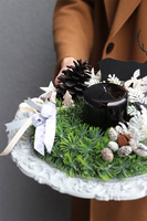 Czarny Renifer, świąteczny stroik na talerzu