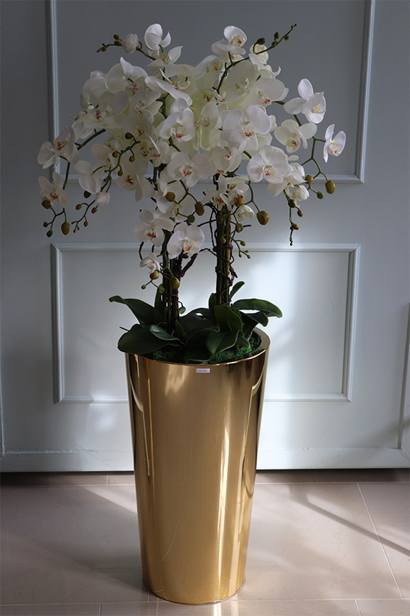 Golderia Side 2, elegancki storczyk podłogowy w złotej donicy, wys.130cm 