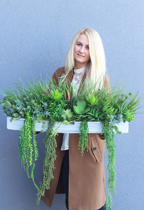 kompozycja Sukulenty do twojej donicy, Hedatia, wym.30x70x10cm