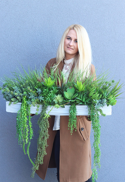 kompozycja Sukulenty do twojej donicy, Hedatia, wym.30x70x10cm