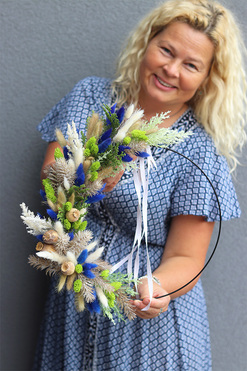 delikatny wianek na obręczy z suszem, Subtelle Boho Rio, rozp.40cm