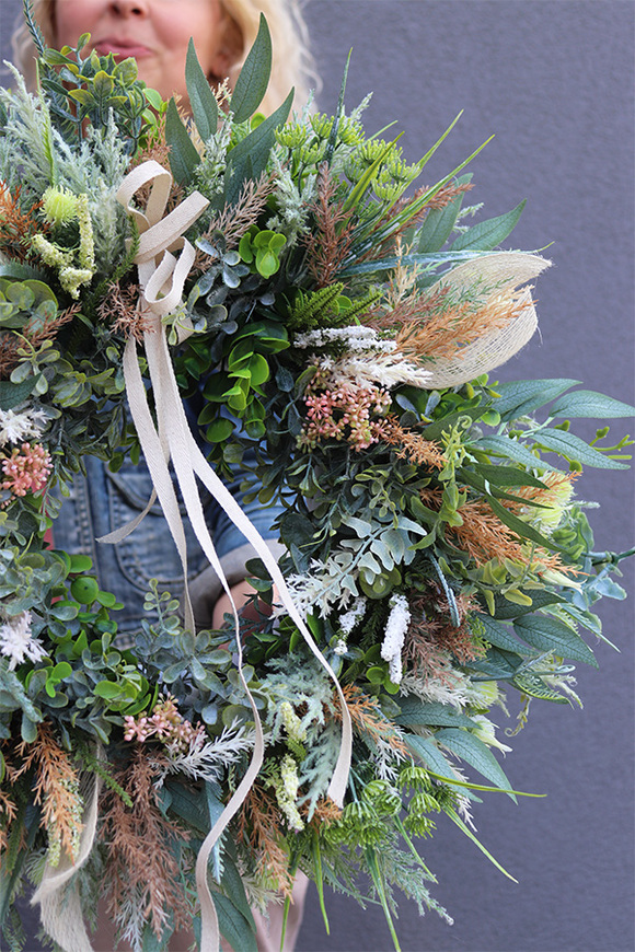 Boho Naturesi, wianek ze sztucznym suszem, śr.46cm  