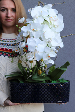 Dark Blue Orient 2, wysokiej jakości sztuczny storczyk, wys.62cm 