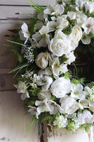 Komunijny Czas, biały wianek dekoracyjny, śr.30cm 