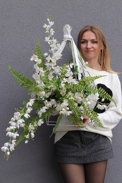 OD RĘKI  Biały Płomień, dekoracja nagrobna z lampionem, wys.65cm