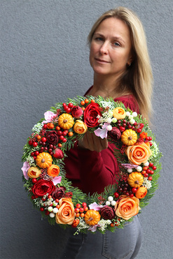 Orangina 2,  jesienny wianek na drzwi, śr.40cm   