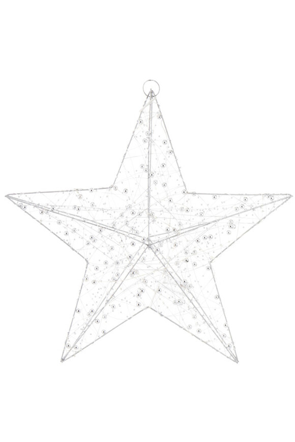 Christmas Star, zawieszka świąteczna gwiazdka LED, srebrna