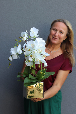 Złota Dolina, sztuczny storczyk w donicy kwadratowej duży, wys.55cm