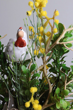 Wykluty, stroik wielkanocny z kurami, wys.32cm