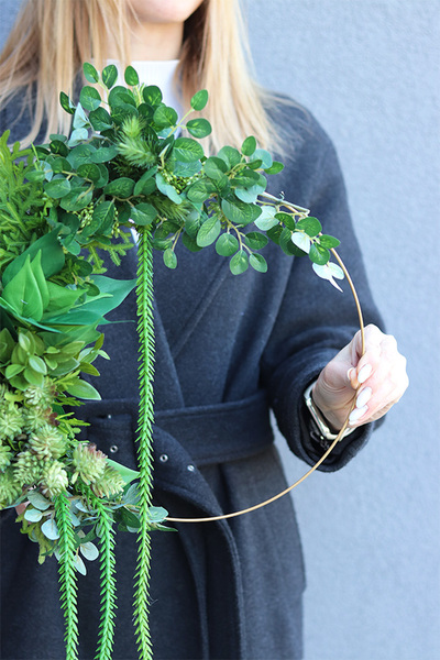 Subtelle Zieleń, zielony wianek na obręczy