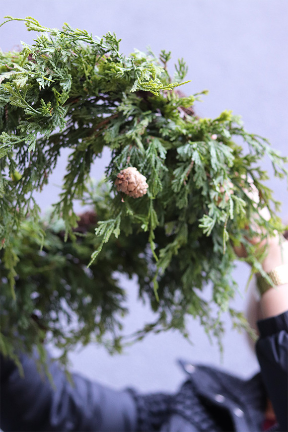 Tuja Natural, zimowy wianek zielony sufitowy