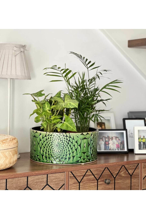 Vintage Orient, osłonka ceramiczna doniczka misa zielona