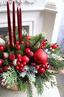 Red&Gold Xmas, adwentowy stroik świąteczny LED, wym.35x48cm