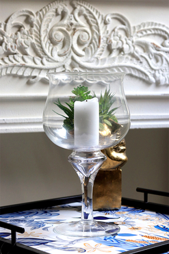 Glass Betty, szklany świecznik na nodze, 30cm