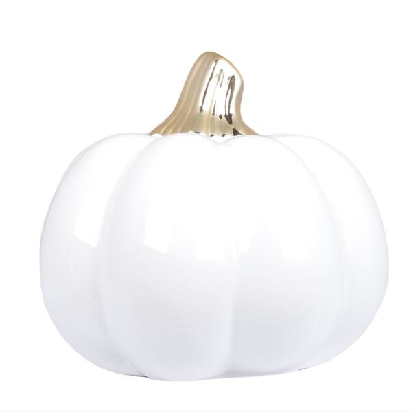 Pumpkin White, dekoracyjna dynia ceramiczna, średnia, wym.9.5x9.5cm