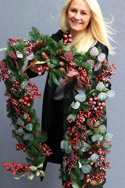 Red Rubin, zimowa girlanda z czerwonymi owocami, dł.165cm