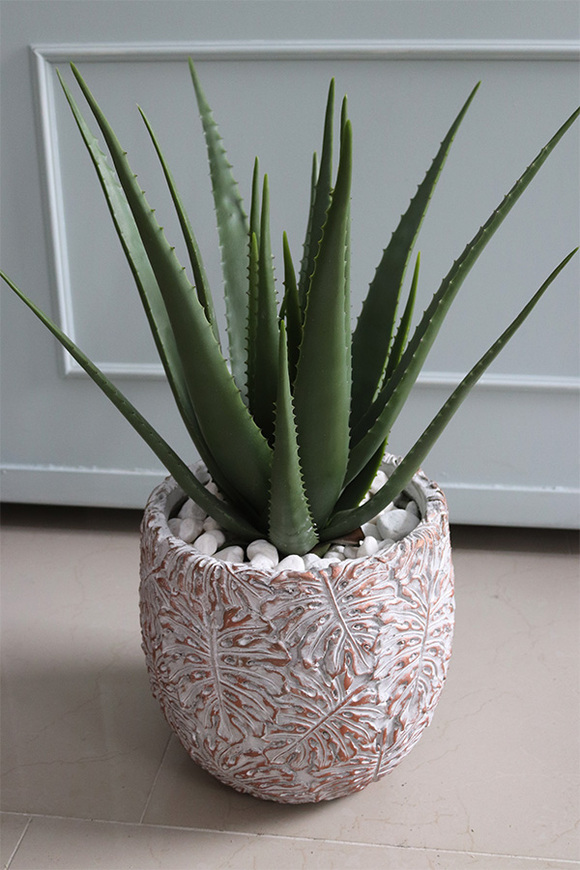 Monsterro Aloes, sztuczna roślina / sukulent w donicy clayfibre, wys.78cm
