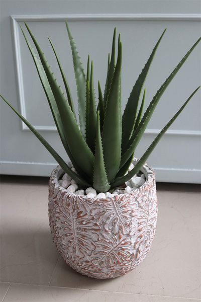 Monsterro Aloes, sztuczna roślina / sukulent w donicy clayfibre, wys.78cm