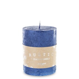 Rustic Candle, świąteczna świeca w kształcie walca, granat, wys.9cm