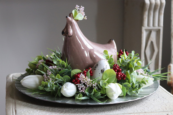 Kurka, stroik wielkanocny, śr.35cm