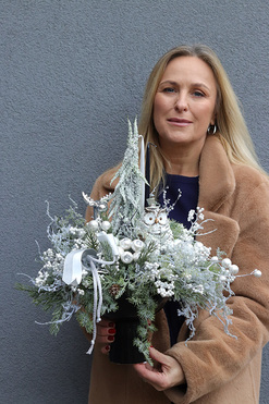 OD RĘKI Pod Zimowym Lasem, stroik świąteczny z sową, wym.45x38cm