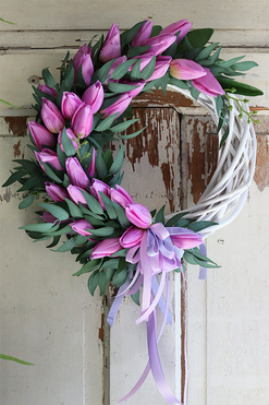 wielkanocny wianek z tulipanami, Veri Peri, śr.40cm  