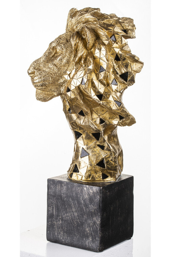 Lew, złota figurka dekoracyjna popiersie