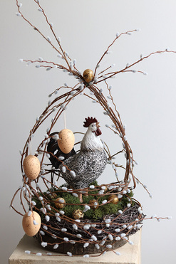 OD RĘKI Gniazdo, stroik wielkanocny z kogutem, wys.60cm