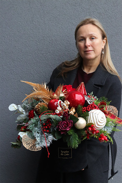 Golden Christmas 2, flowerbox świąteczny, wys.42cm