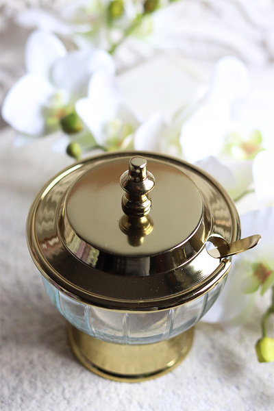 szklana cukiernica z pokrywką, duży, Lux Villa Gold Glamour