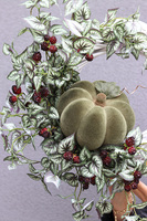 dekoracyjny jesienny wianek, Zielona Dynia, wym.50x60cm