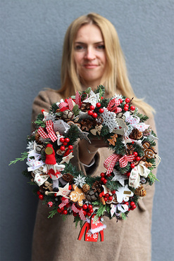 Christmas Dekor, świąteczny wianek na drzwi, śr.33cm